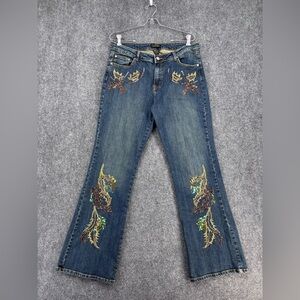 VINTAGE Y2K Style Embellished Bootcut Women’s Jeans Size 12 Beaded Fairycore